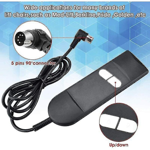 Manual Control 2 Button Recliner Remote Control Power Chair Switch For Lift Chair, Electric Sofa, Recliner
