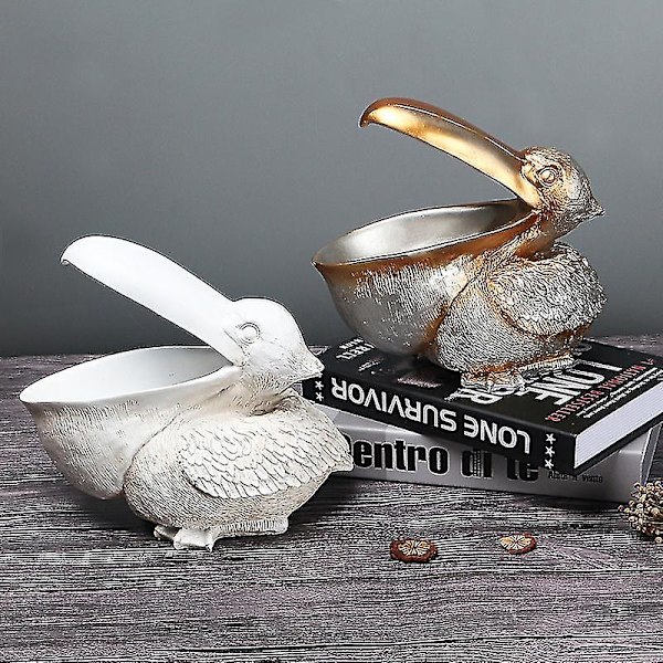 Toucan Key Opbevaringsfigur Pelikan Statue Opbevaringskurv Dyr Fugle Form Gold