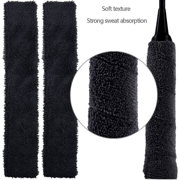 Bomullshandduksgrepp Superabsorberande handduk tennisracket Övergrepp Antisladd svettband (svart)