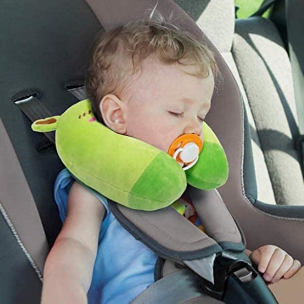 Børn Nakkepude Kontrast Farve Splejsning Rejse Sove U-formede puder Komfortabel babys bil Sikkerhedssædepude Frog