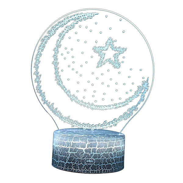 Mubarak Ramadan Led Diy Lamp Eid Dekorasjoner Moon Star Nattlys Multicolor
