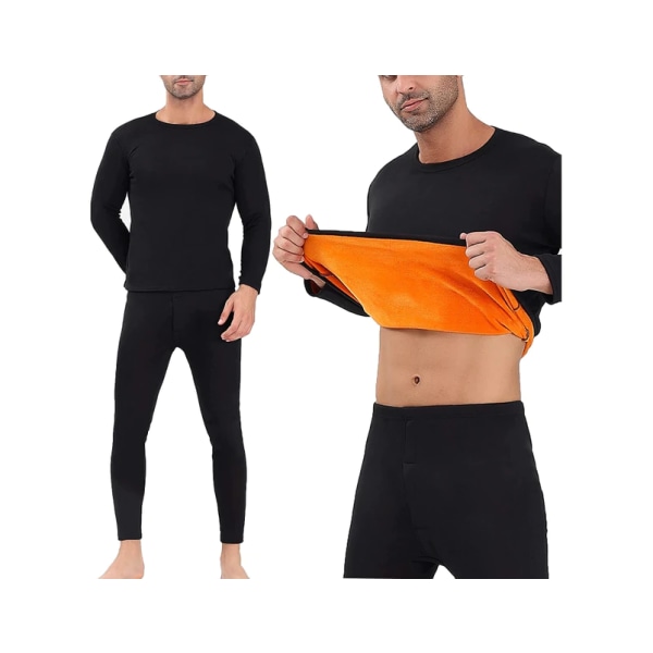 Underkläder Inner Fleece Set Extra Varm Tjock Andas Kläder-Svart Storlek L
