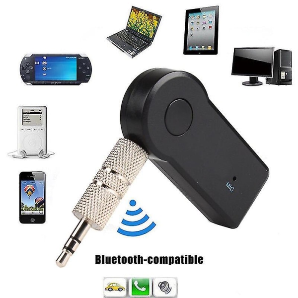 Bil Bluetooth-kompatibel sender 3,5 mm Jack Handsfree Aux Mini O-mottaker Bilsett Musikk Bluetooth-kompatibel adapter