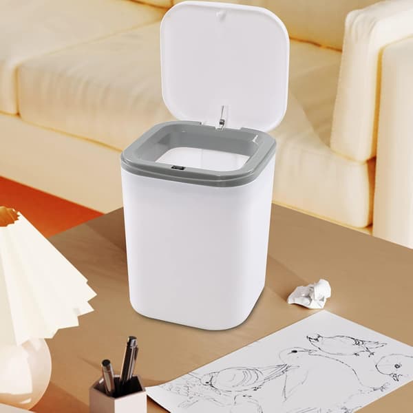 【BQ】2 liters mini søppelbøtte til skrivebord, små søppelbøtter i plast til skrivebord, hvit