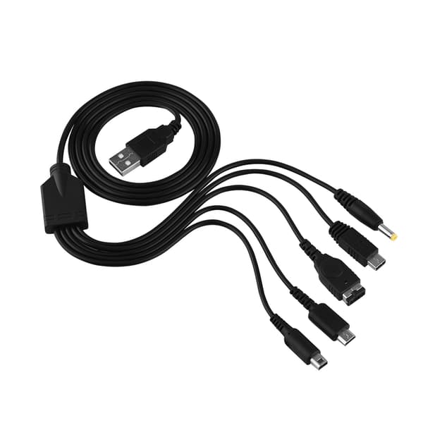 Multifunksjons USB-ladekabel for Nintendo NDS XL 3DS Wii U PSP