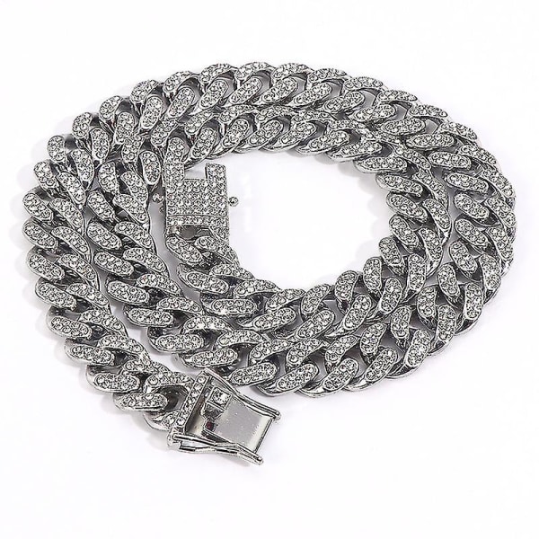The New Cuban Link Chains Herre Iced Out Miami Cuban Chain Halskæde Sølv/Guld Bling Diamond Hip Hop smykker til kvinder sliver