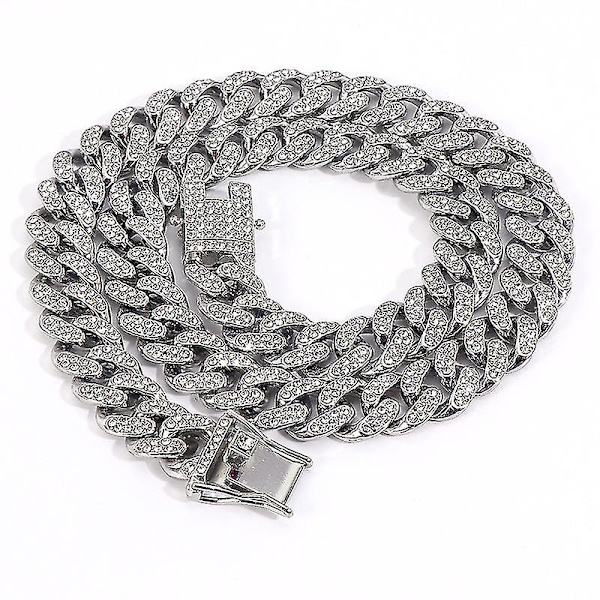 The New Cuban Link Chains Herre Iced Out Miami Cuban Chain Halskjede Sølv/Gull Bling Diamond Hip Hop smykker for kvinner sliver