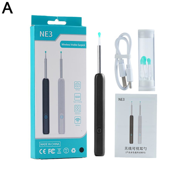 Den nya Trådlös HD Ear Wax Remover Kamera Öron Endoscope Spoon Pick Cle black suit