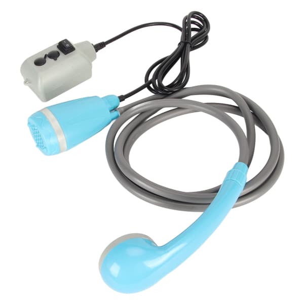 Bärbart utomhusduschkit USB Uppladdningsbar Campingduschset med vattenpump Blå
