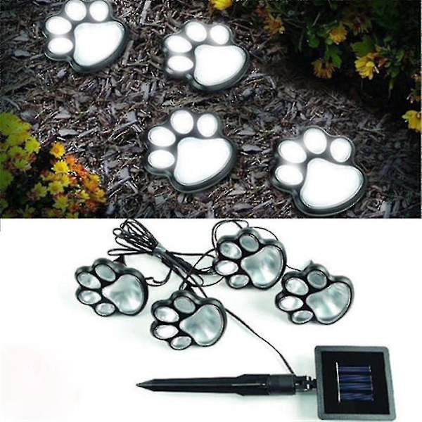 Hot 4 Solar Dog Cat Animal Paw Print S En Outdoor Led Path Lamp Auto On
