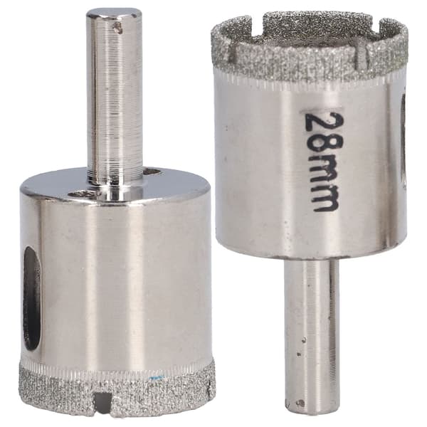 2 stk. 28 mm glashulsav borebit rustfrit stål emery hulåbner til marmor granit keramik