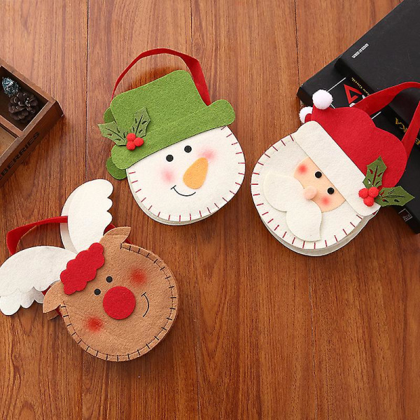Barngodis Äppleväska Väskor Tygpåse För Fest Jul Hem Decorelder Snowman