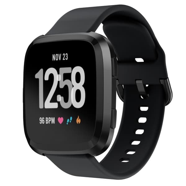 【BQ】Silikone Armbånd Fitbit Versa/Versa 2 - Sort Black Svart