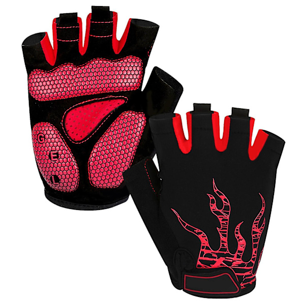 1 par Antisladd Half Finger Ridhandskar Lycra Svettabsorberande Cykelhandskar Sporttillbehör Red S