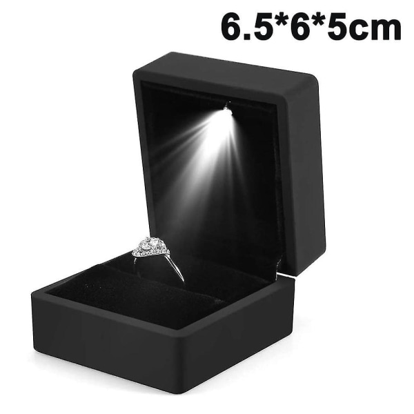 Led Lighted Ring Box Örhänge Ring Case Vigselring Smycken Display
