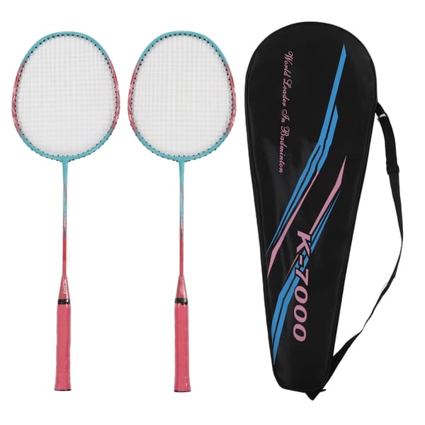 Lättviktig Bärbar Badmintonracket Järnlegeringsram Dubbla Racketar för Nybörjare