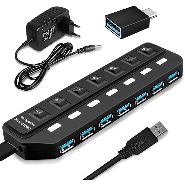 USB -keskitin Active 3.0 7-porttinen USB -datakeskitin lataamiseen ja tiedonsiirtoon
