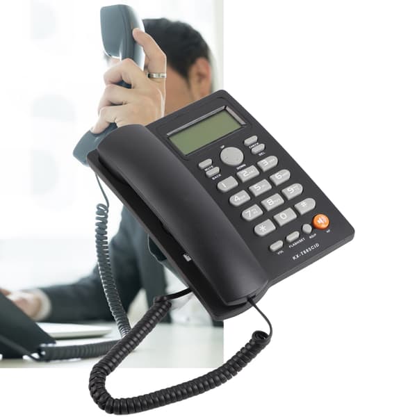 Engelsk nummerpræsentation Håndfri fast telefon til hjem, kontor og hotel (sort)