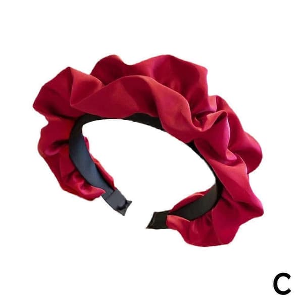 【BQ】Bredt plissert ensfarget hårbøyle for kvinner Red