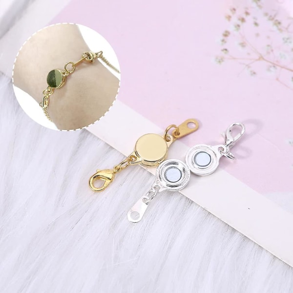 8 stk låsende magnetisk smykkelås, nytårs smykke-diy-forlænger, til smykkefremstilling (guld/sølv/rosaguld) Gold