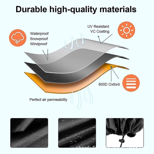 210d gårdhavevarmerdæksel Vandtæt udendørs gårdhavepropanvarmerdæksel med opbevaringspose Rund terrassevarmedæksel Black