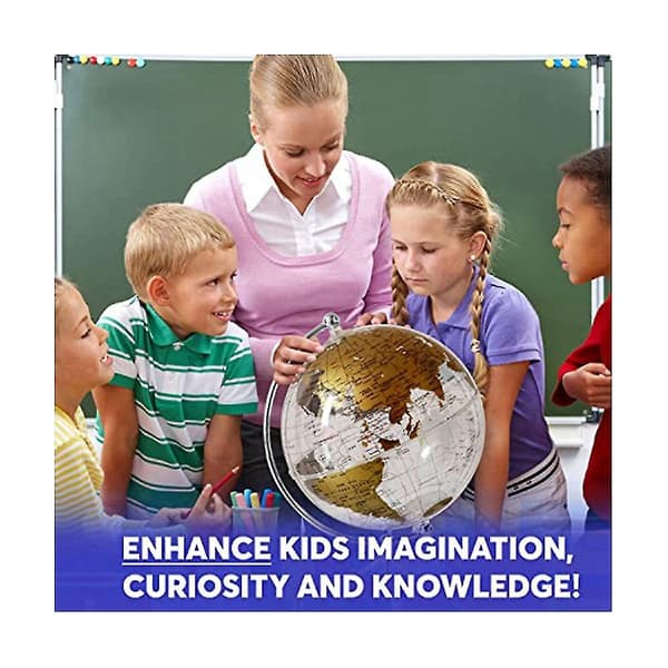 20 cm jordklode, opplyst jordklode med metallstativ, pedagogisk interaktiv jordklode, LED-jordklode