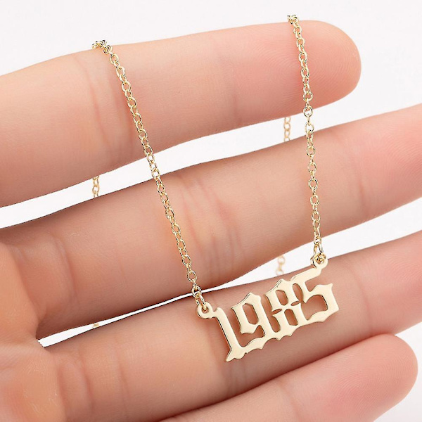 1980-2019 Birth Year Number Charm Pendant Stainless Steel Chain Necklace Jewelry Silver 2016