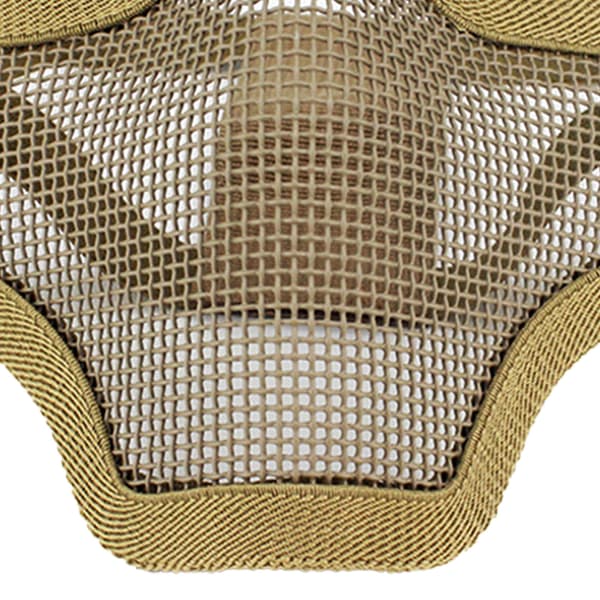 Halvt Ansikte Stål Mesh Skydd Cool Design Huvudskydd 54-62cm för Utomhusaktiviteter Tan