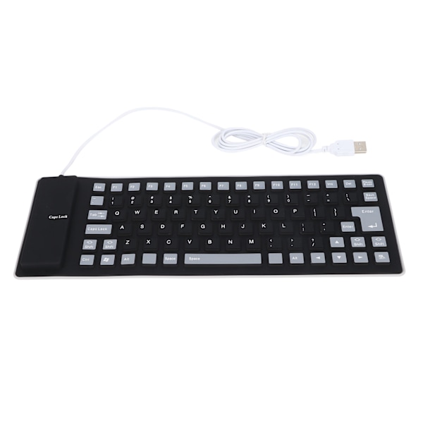 Let bærbart USB-kablet silikonetastatur til PC (sort)
