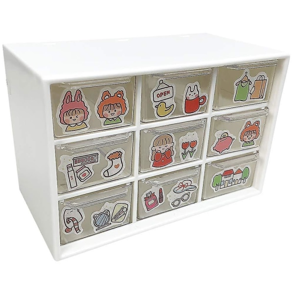 Pienet säilytyslaatikot, Art Craft -säilytyslaatikko pöytätasoissa, 9 irrotettavaa laatikkoa (valkoinen)