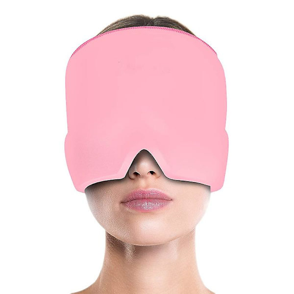 Muotoon istuva geeli jääpäänsärkyä migreeniä lievittävä hattu, kylmähoitoinen migreeniä lievittävä naamio, mukava ja venyvä Ice Pack -silmänaamio Pink