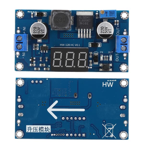 DC 4.5V 32V til 5-55V Justerbar Boost Converter Modul Med Voltmeter Display