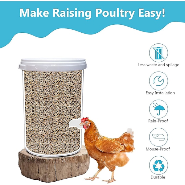 Crjjkoy Mangeoire Poulet Automatique, Mangeoire Poulet Anti-rongeurs 4 Pices, Kit De Mangeoire Poulet Bricolage Amlior Avec 1 Scie Cloche, Couvercl