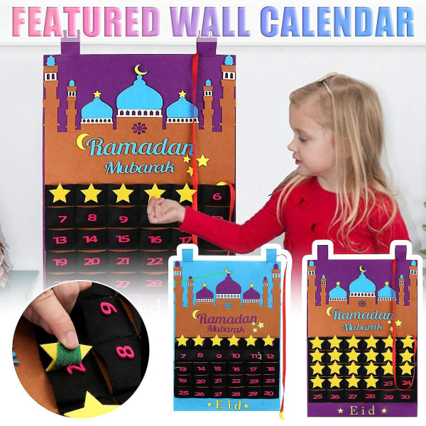 30 dages stue Eid Mubarak muslimsk boligindretning Ramadan-kalender Nedtælling Multicolor