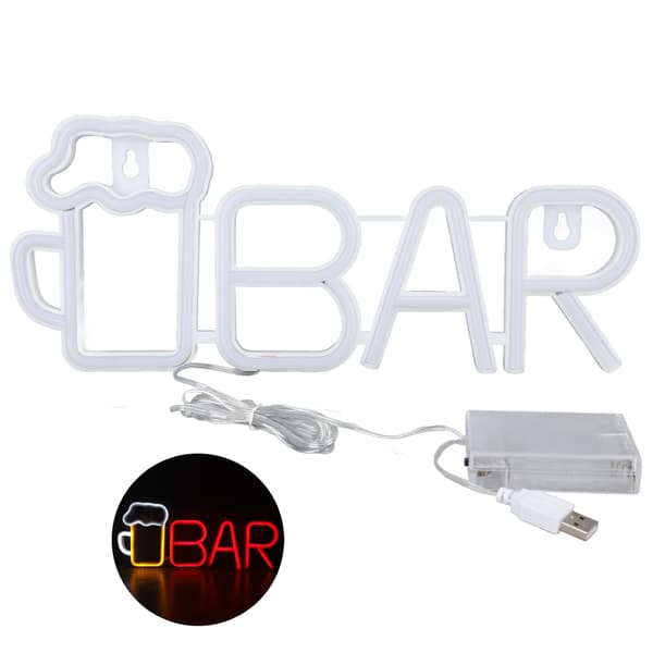 LED Neon Skylt BAR Form USB Batteridriven Hög Säkerhet Rött Ljus för Sovrum Fest Trädgård