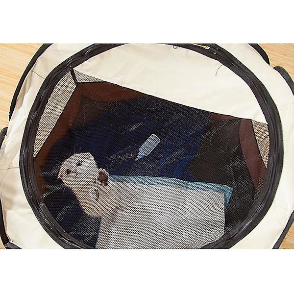 Bärbar hopfällbar husdjurs åttakantig bur för katt Tält Lekhage Valp Kennel Lättmanövrerad staket utomhus Big Dogs House Coffee 91x91x58CM