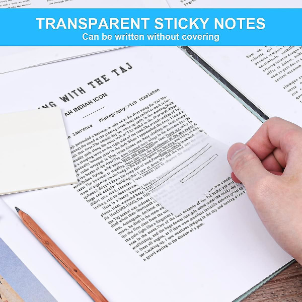 Transparenta klisterlappar 75*75 mm, 200 st självhäftande anteckningsblock Tydliga klibbiga flikar Post It-lappar Påminnelseanteckningar för lärande