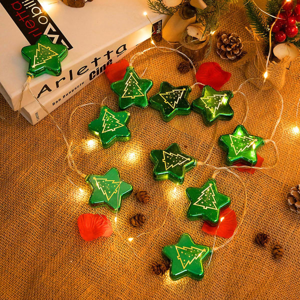 1 pcs LED Plating Christmas Green Pentagram Shape Christmas Tree Pattern Decorative Lights String Christmas Party Atmosphere Lights