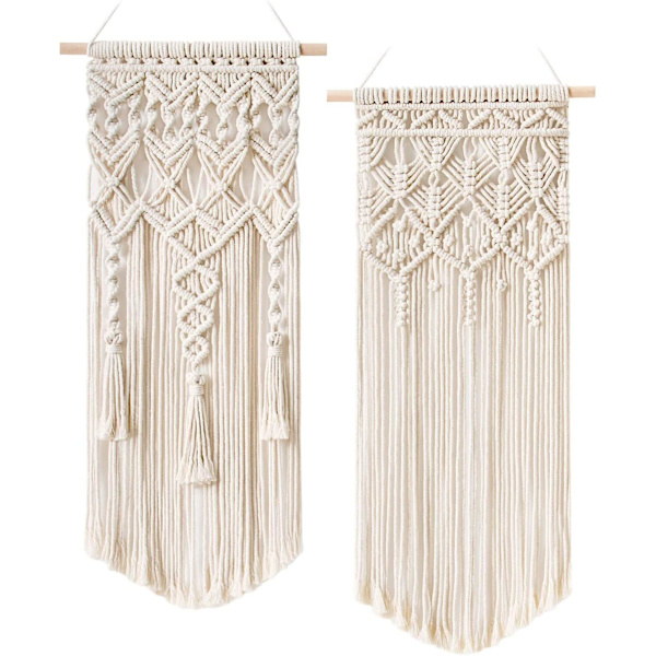 2 kpl Macrame seinäripustin Boho koristeellinen tyylikäs kudottu kuvakudos - kaunis huoneisto makuuhuone häähuoneisto huoneen sisustus kodin sisustus