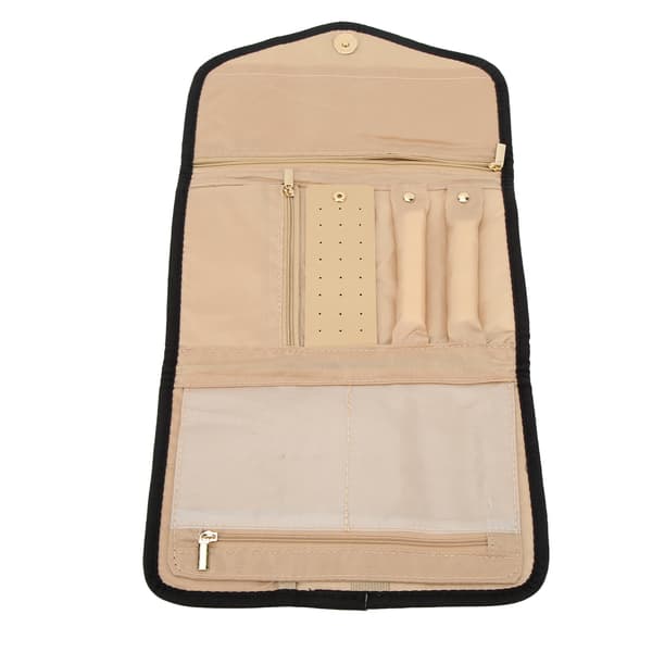 Foldbar Rejse Smykke Organizer Etui til Halskæder Øreringe og Ringe Sort