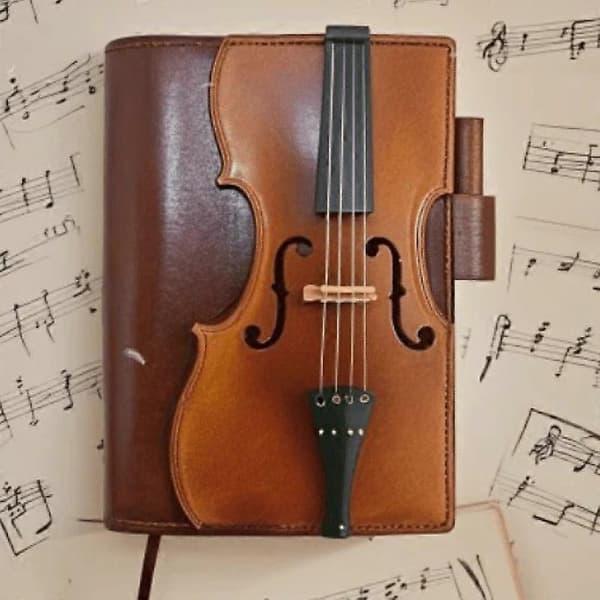 【BQ】Retro Læder Violin Notesbog Bærbar Gave