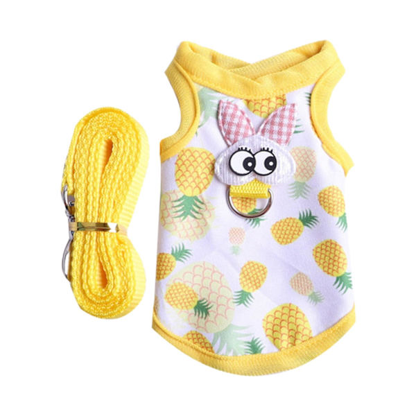 1 sæt Djurkläder Tredimensionellt mønster Slitstark fållan Udskrift Lättviktig Soft Touch Hold varm tyg Kanin Hamster Väst Sele Med koppel För Yellow M