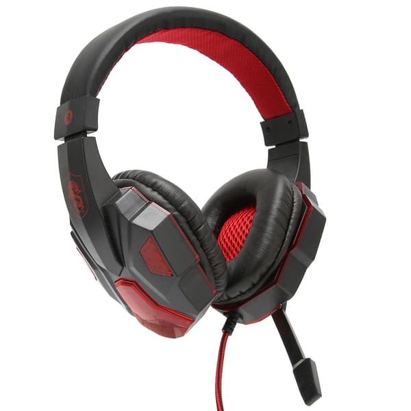 Gaming Headset Luminous Justerbart Lydstyrke 3.5mm Gaming Headset med Mikrofon til PC Sort Rød