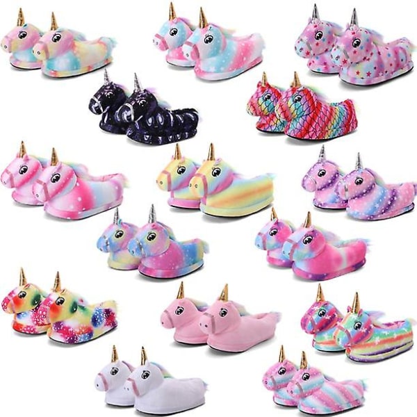 3-12 år Vinter Unicorn Tofflor Tofflor Mjuk plysch Sovrumshustofflor