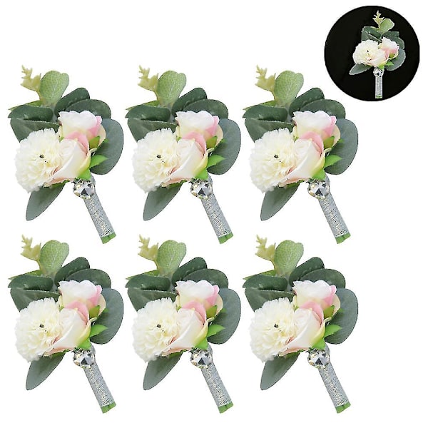 Konstgjord Rose Boutonniere & Corsage Set Rose Silk Flower För Bröllop