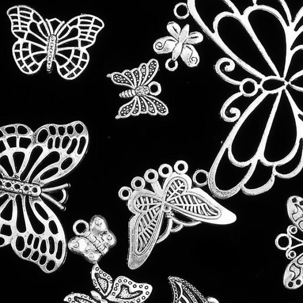 12 stk blandet mote vintage sommerfuglperler anheng for å lage smykker