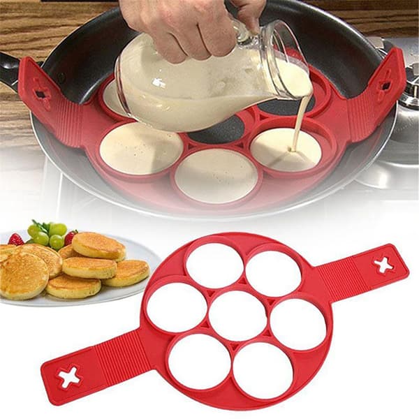 7 Hull Silikonform Pannekake Maker Nonstick Egg Ring Maker Kjøkken Baking Matlaging Form Matlagingsverktøy