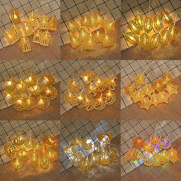 Ramadan Dekoration Moon Star Led Lantern String Lights Eid Mubarak Ramadan Kareem Dekor för hemmet Al-fitr Eid festtillbehör 4