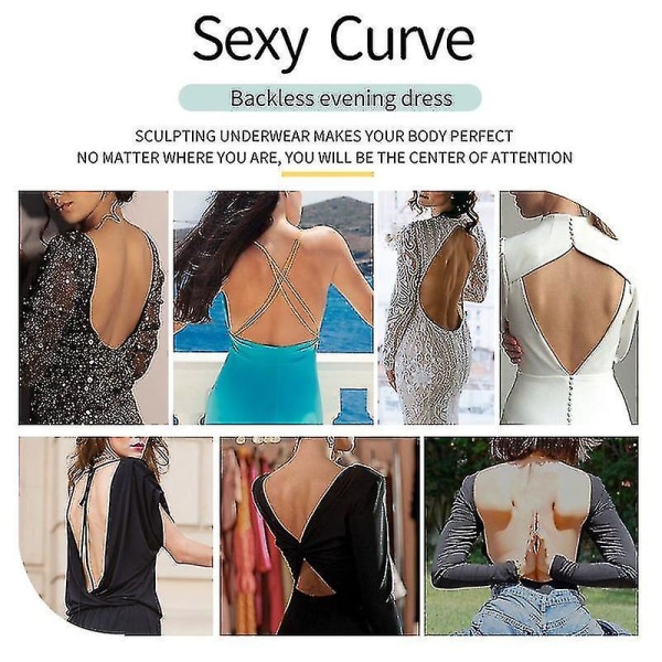 Women Plunging Deep V-neck Body Shaper Strapless Backless Bodysuit Shapewear U Plunge Seamless Thong Beige XL(38)