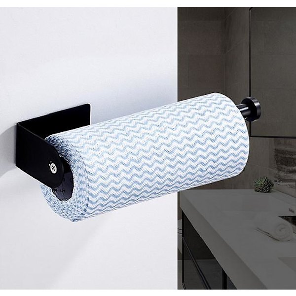 Moderni kylpyhuoneen seinään kiinnitettävä wc-paperirullapidike Musta pyyhepaperiteline